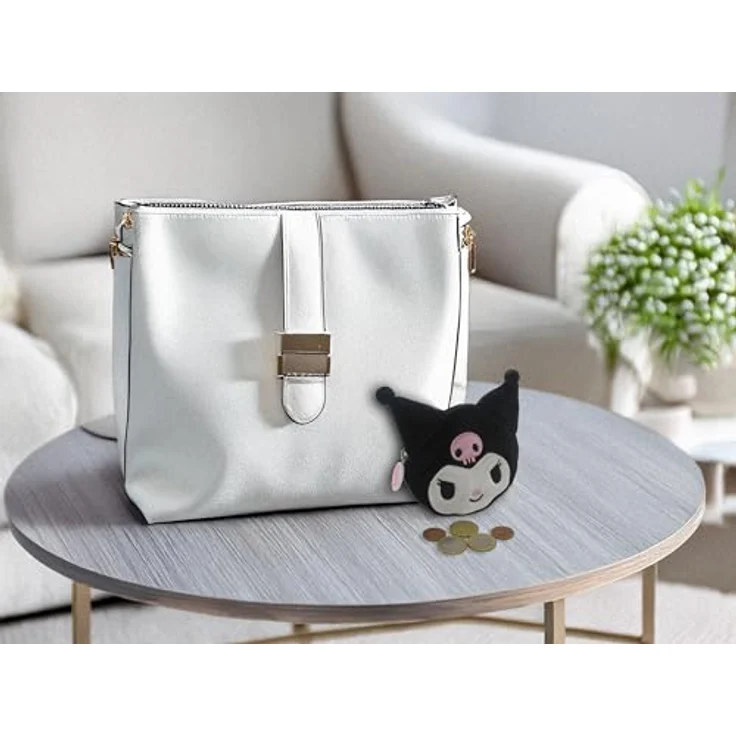 Hello Kitty Kuromi Plüsch Geldbörse, kompakt mit Reißverschluss und Karabiner für Mädchen, rosa – Bild 5