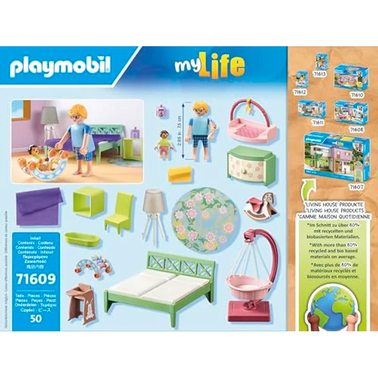 Playmobil® Konstruktions-Spielset Schlafzimmer mit Babyspielecke (71609), myLife, (50 St), Made in Europe – Bild 5