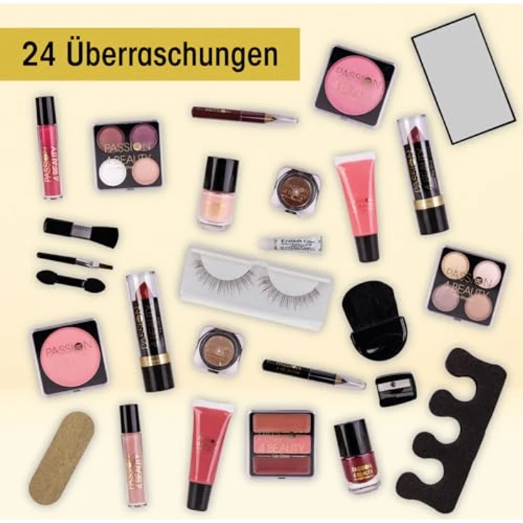 accentra – Adventskalender Beauty mit 24 Make up & Kosmetik Produkten – Schmink Adventskalender Frauen mit Lippenstift, Wimpern, Nagellack, Lidschatten, Applikatoren uvm. – Weihnachtskalender Beauty – Bild 5