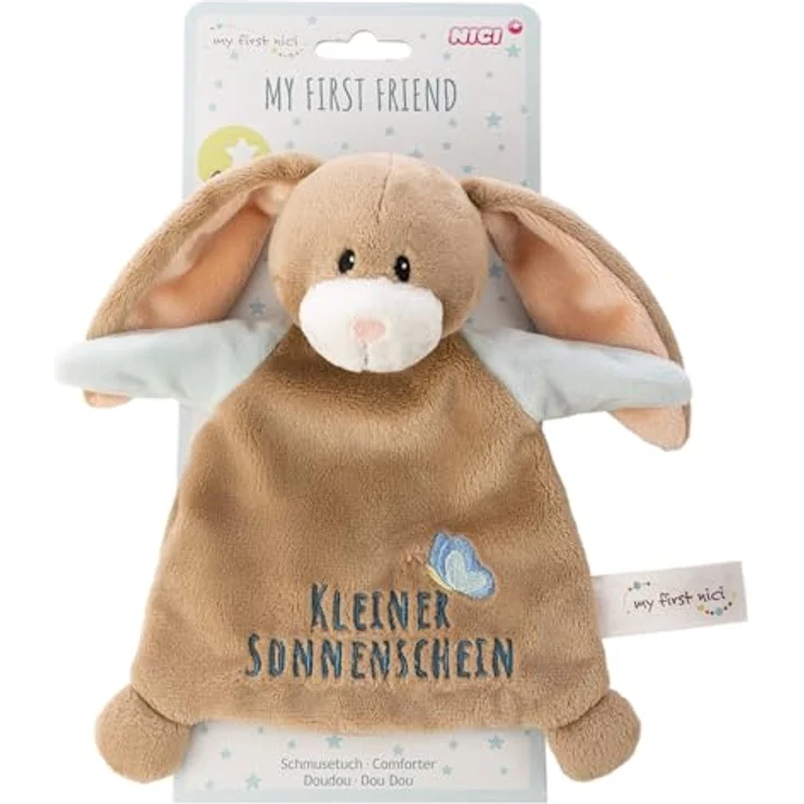 NICI Schmusetuch Hase Lopino „Kleiner Sonnenschein“, braun, 20x17cm, Kuscheltuch für Babys & Kleinkinder mit langen Schlappohren und hochwertiger Stickerei – Bild 4