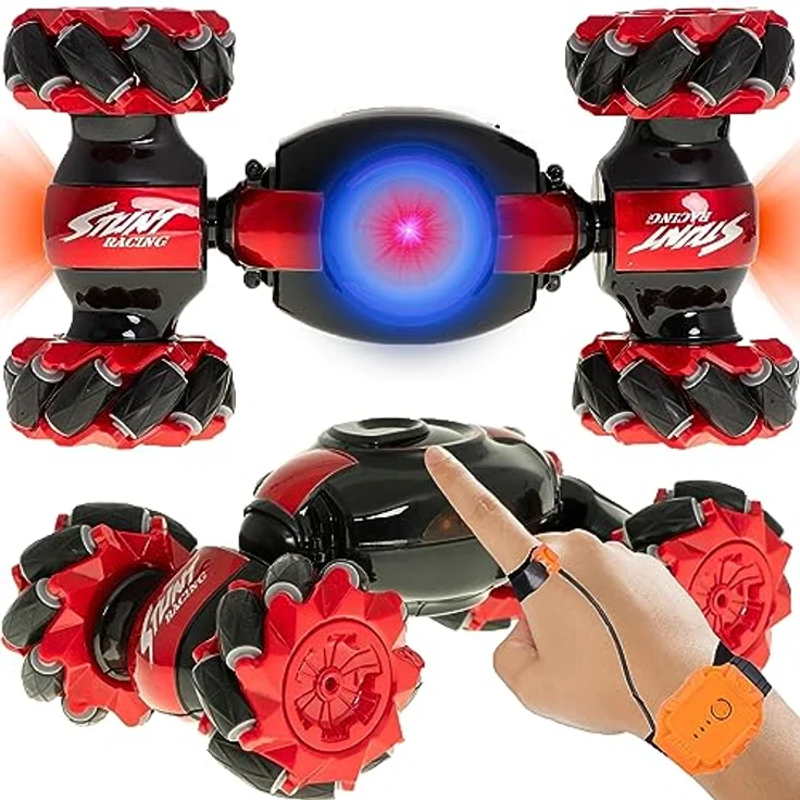Retoo Ferngesteuertes Auto mit Handsteuerung, 4WD 2.4GHz RC Stunt Car mit Licht Sprühen, 360° Drehung Crawler Fahrzeug, Doppelseitige Rotierende Off Road RC Twist Car Geschenk für Kinder – Bild 1