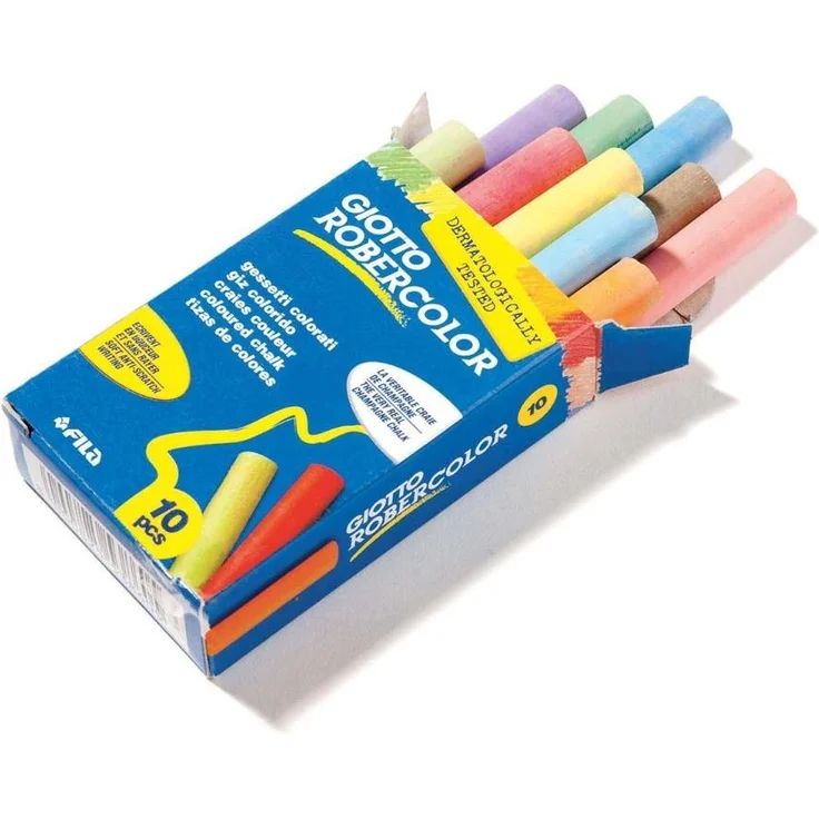 GIOTTO Robercolor Tafelkreide, 10 Stück in verschiedenen Farben (grün, rot, braun, hellgrün, lila, orange, rosa, hellblau, blau)