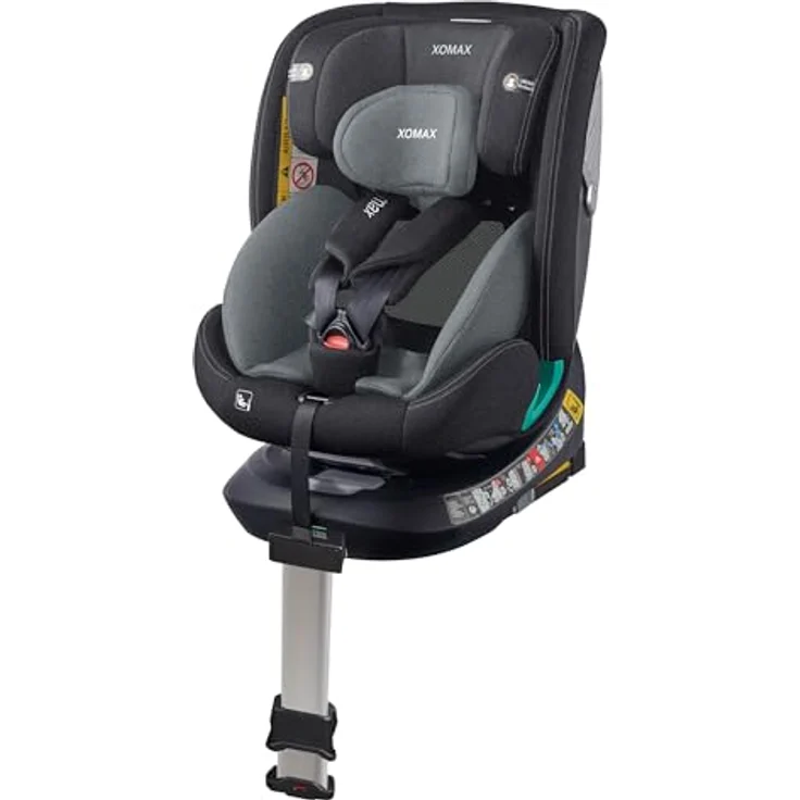 XOMAX G409, Autokindersitz grau mit ISOFIX, 360° Drehfunktion, geeignet von 0-36 kg (ab Geburt bis 12 Jahre), gepolstert mit Seitenaufprallschutz – Bild 1