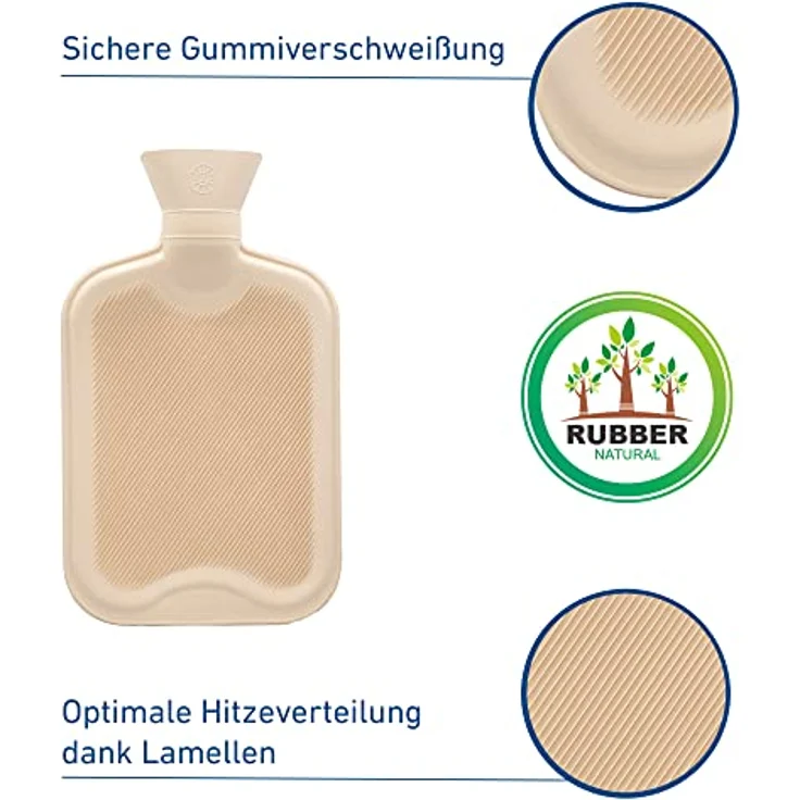 Axion Wärmflasche mit Bezug, dunkelblauer Strick mit Herzen, 33 x 20 cm, ca. 2 Ltr., 100% Naturgummi - Preisvergleich – Bild 5