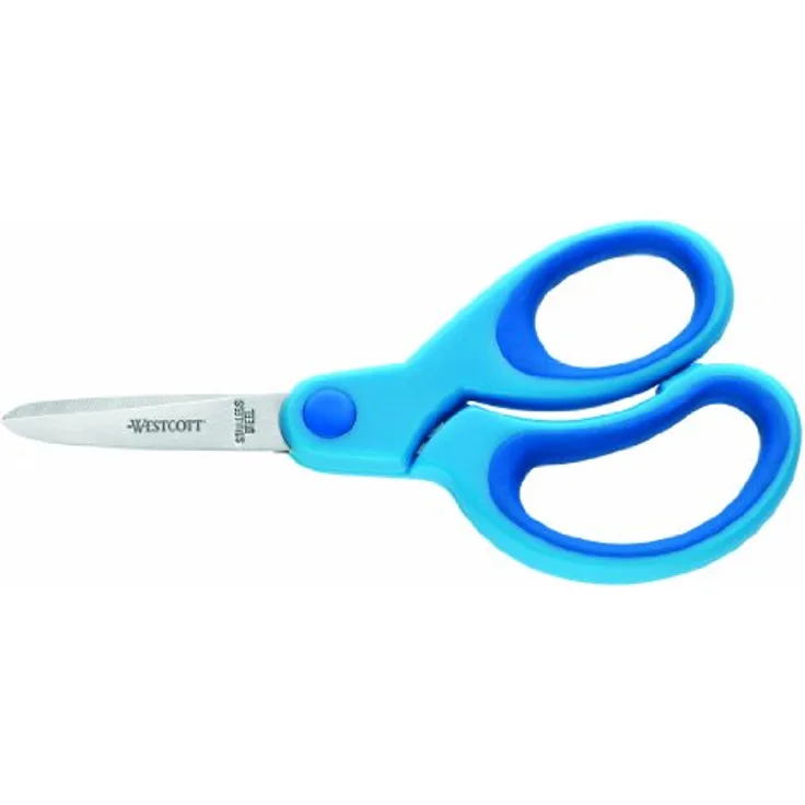 Westcott Softgrip Kids Kinderschere für Rechtshänder mit Spitze, 13 cm, blau