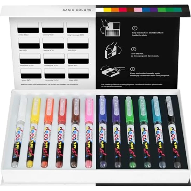 KARIN decobrush Basic Colors Collection, Deckende Acryl-Wasserfarben Brushmarker mit flexibler Spitze – Bild 1