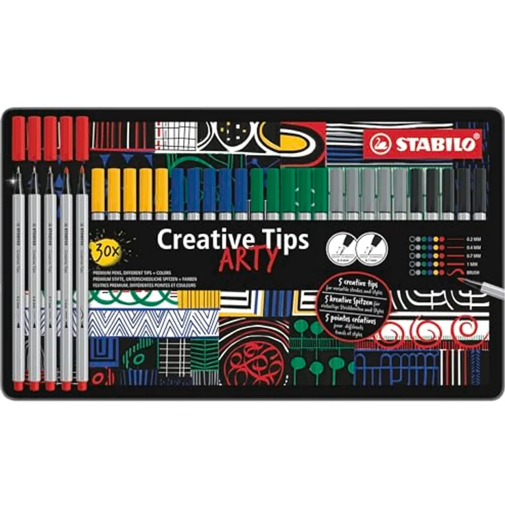 STABILO Filzstift STABILO Creative Tips ARTY Multiliner-Set CLASSIC - 30er Metalletui - Lebendige Farben für kreative Projekte – Bild 3