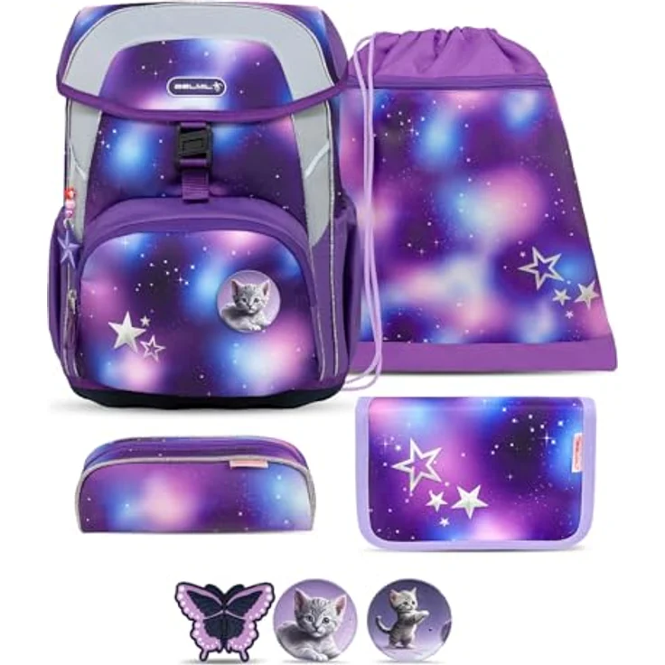Belmil Schulranzen Kinderrucksack Maxi, ergonomisches Set 5 tlg. mit Brustgurt, wasserabweisend, 22 L, für Grundschule 1. - 3. Klasse – Bild 1