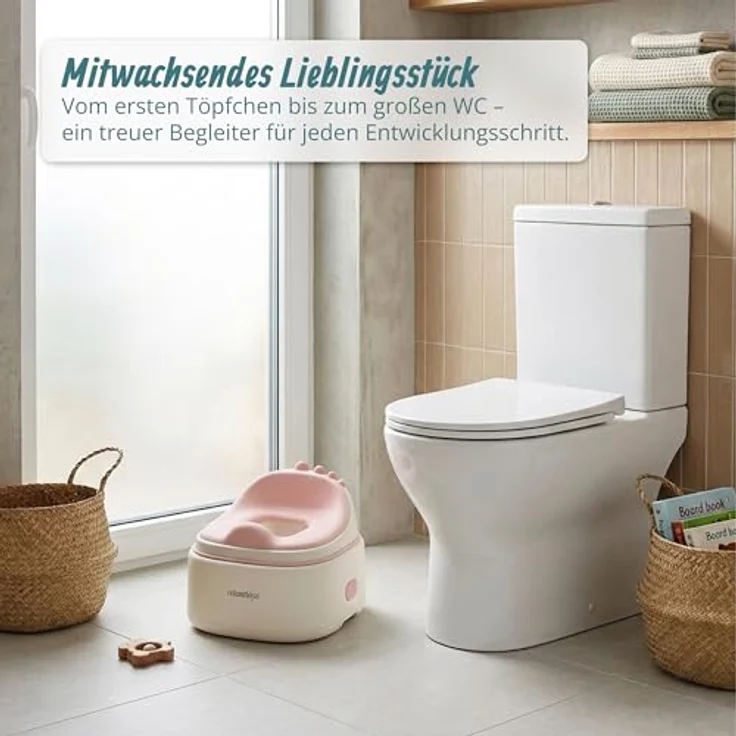 relaxdays Toilettentrainer Töpfchen 4-in-1 Dino mit Deckel, rosa, ergonomisches Design und Anti-Rutsch-Elemente – Bild 2