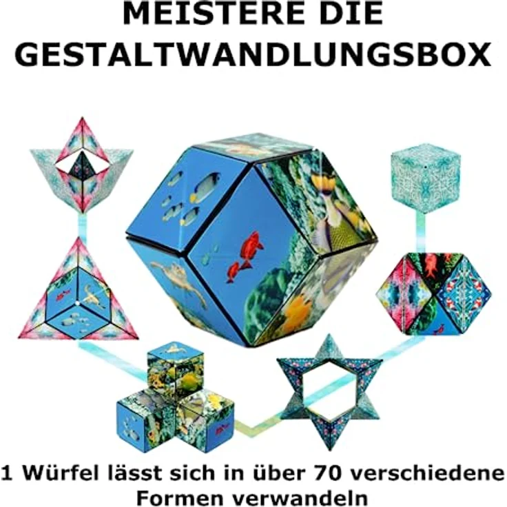 SHASHIBO Formwechsel Zauberwürfel - Preisgekrönt, Patentiert - Anti Stress Spielzeug - 36 Seltenerdmagnete - 3D Infinity Cube - Shashibo Magnetwürfel in Über 70 Formen Verwandelbar (Undersea) – Bild 5