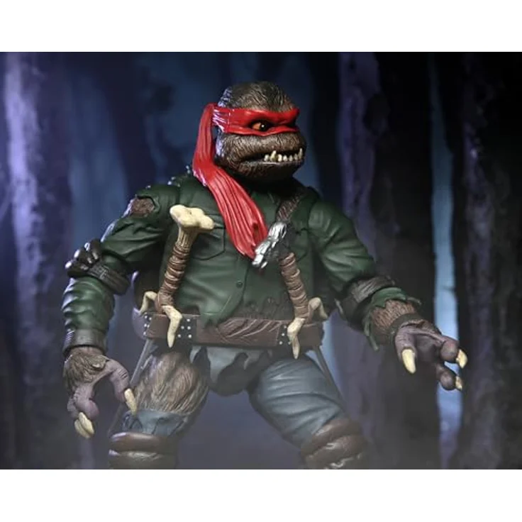 NECA Teenage Mutant Ninja Turtles Universal Monsters Ultimate Raphael als Werwolf Figur, 18 cm, braun, mit Zubehör – Bild 5