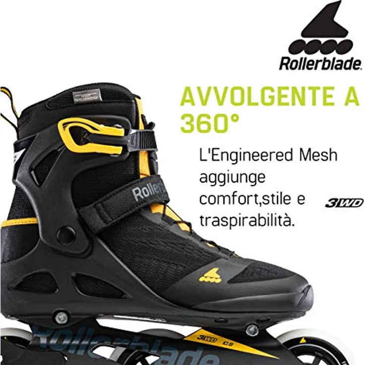Rollerblade Herren Macroblade 100 3Wd Inlineskate, Black/Saffron Yellow, 295 – Bild 4