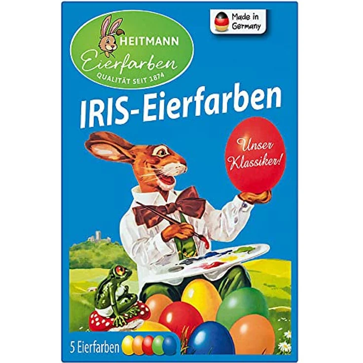 Heitmann Eierfarben 4102AMZ Iris, 5er Set in Grün, Blau, Orange, Rot und Gelb, lebendige Farben für braune und weiße Eier – Bild 2