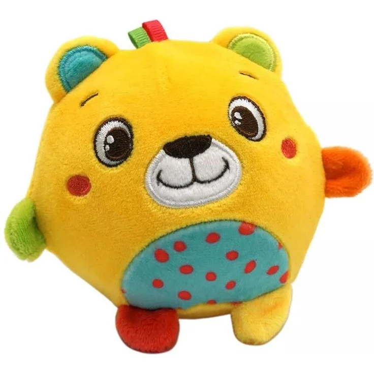 Clementoni Tiere Sunny Teddy Plüschballfigur, Babyrassel für Alltag und unterwegs, modern und funktional