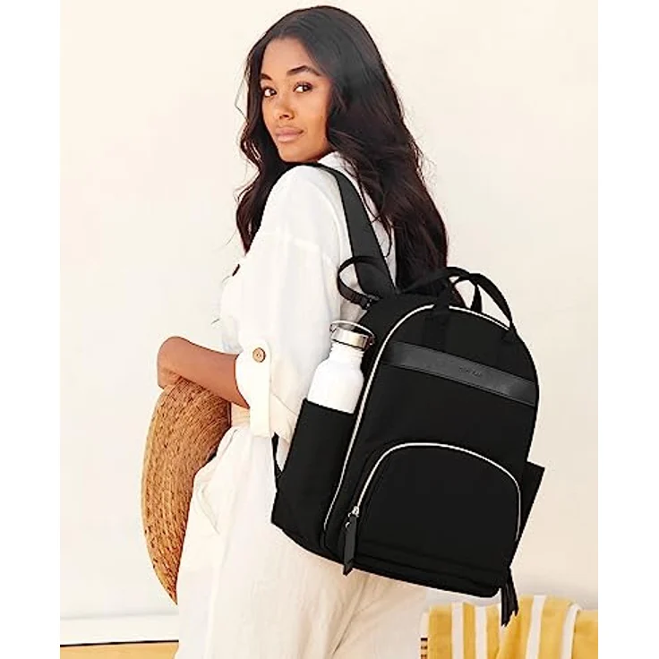 Skip Hop Envi Luxe Eco Wickelrucksack, schwarz, nachhaltig aus recycelten Materialien, 10 Taschen und Fächer, leicht zugängliches Fach für Feuchttücher – Bild 8