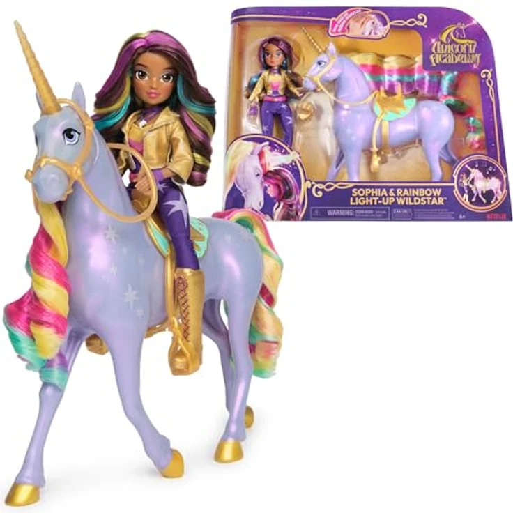 Spin Master Anziehpuppe Unicorn Academy - Interactive Rainbow Light-Up Wildstar & Sophia (Set), mit Licht- & Soundeffekt, Netflix-Serie-Unicorn Academy – Bild 2