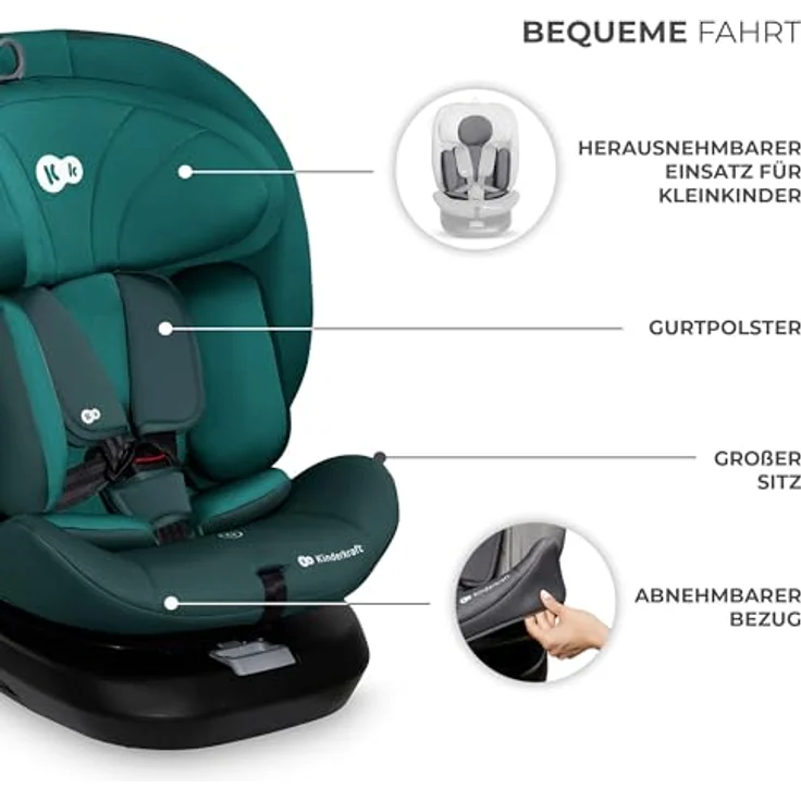 KinderKraft I-Grow, Reboarder Kindersitz gemäß ECE R129/i-Size, drehbar 360°, Neigungsverstellung, für Kinder von 40-150 cm – Bild 12