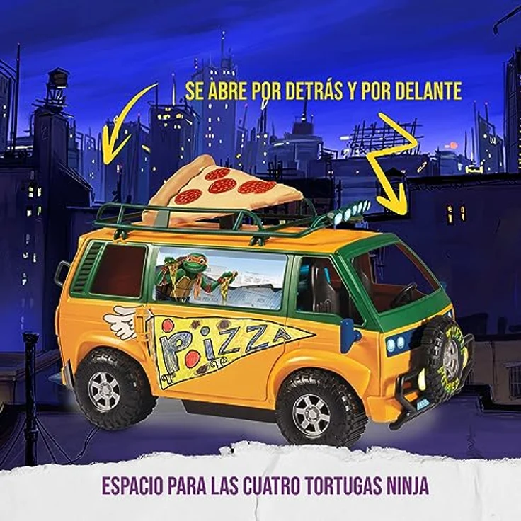 Giochi Preziosi Caravana Teenage Mutant Ninja Turtles Pizzawagen, detailreiches Fahrzeugspielzeug mit Platz für bis zu vier Figuren, beweglichen Teilen und integriertem Pizzaofen-Fach – Bild 3