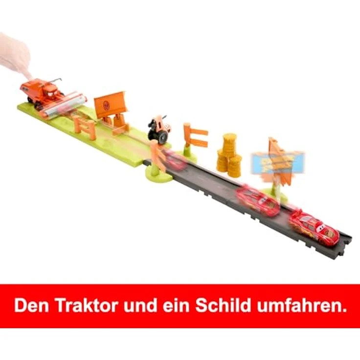 Mattel DISNEY Pixar Cars Trecker Erschrecker-Rennbahn Flucht vor Frank, Spielset mit 3 Autos, 2 Spielmöglichkeiten und Stunt-Rennen für Kinder ab 3 Jahren, HRX48 – Bild 3