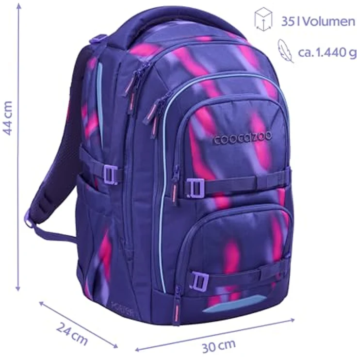 coocazoo Schulranzen PORTER, ergonomisch, größenverstellbar, 35 Liter Stauraum, mit EASY GROW SYSTEM – Bild 2