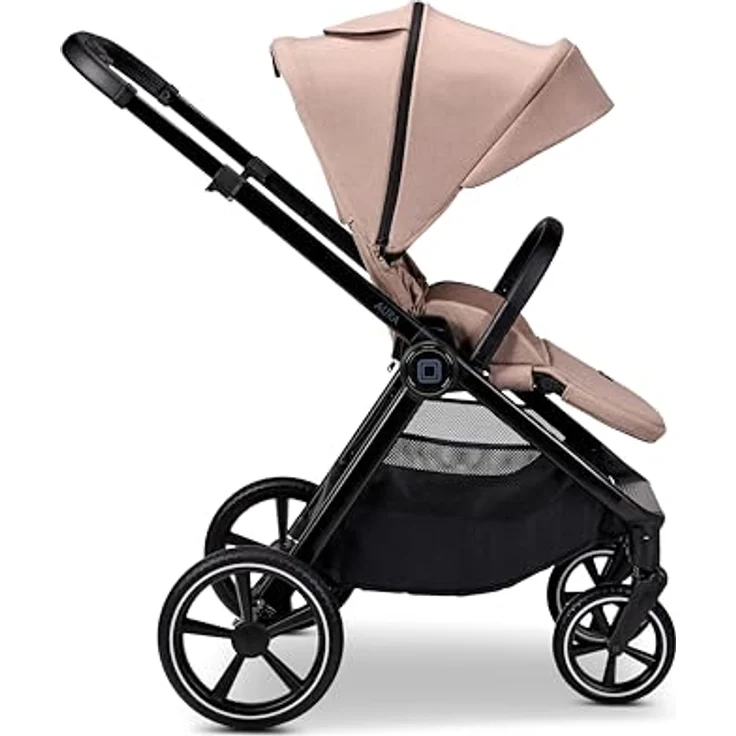 Moon Aura Kombikinderwagen, 2-in-1-System mit Babywanne und Sportsitz, regen- und schmutzabweisend, veganer Leder-Schieber, Allradfederung, bis 22 kg – Bild 5