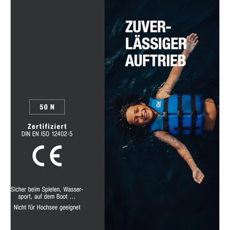 MESLE Schwimmweste Kinder Sportsman, 50N Auftriebsweste mit 3 verstellbaren Gurten für SUP, Kajak & Wassersport, für Mädchen & Jungs 7-10 Jahre, Brustumfang 64-74 cm – Bild 2