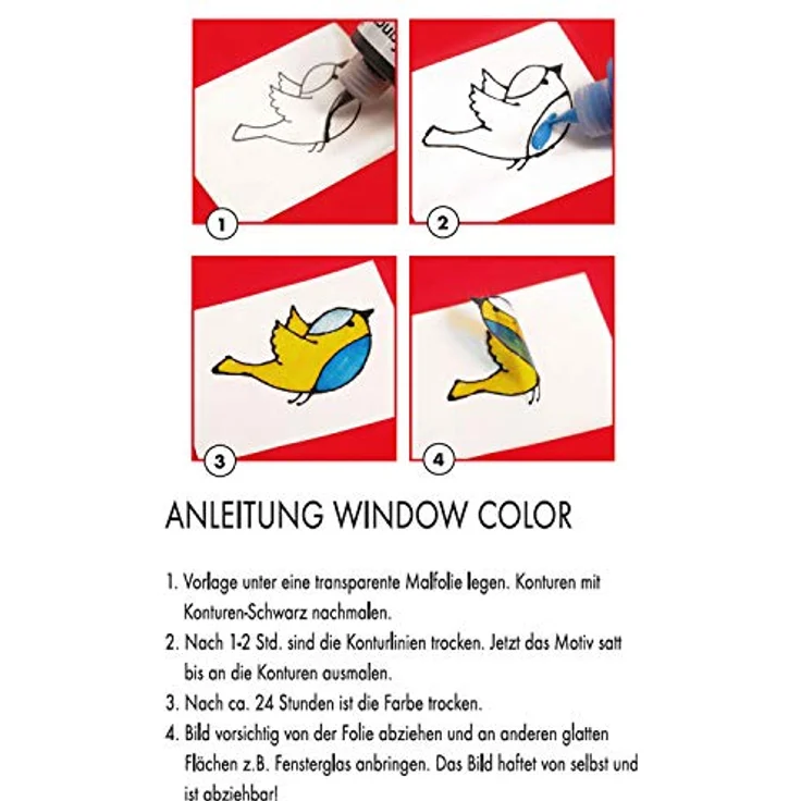 Marabu Sticker Marabu Window Color Set LAMA, 10 x 25 ml - Bunte Lama-Welt, Wasserbasierte Fenstermalfarbe – Bild 7