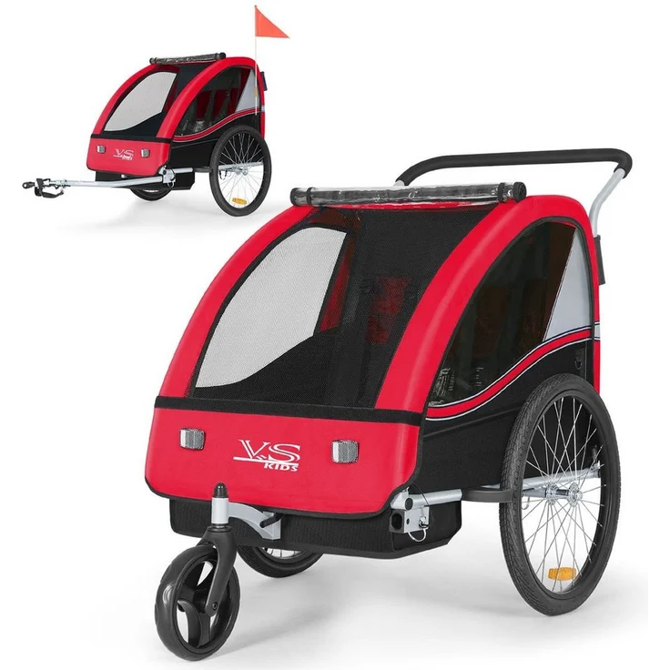 TIGGO Fahrradkinderanhänger TIGGO VS Kinderfahrradanhänger 2 in 1, für 1-2 Kinder, mit 20-Zoll-Hinterrädern, blau - Preisvergleich