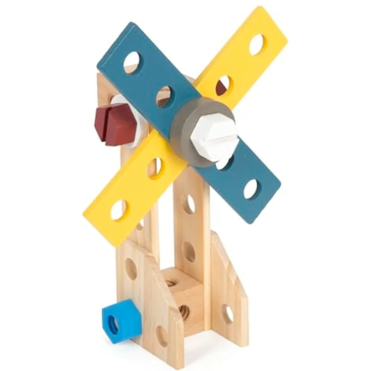Small Foot Kinder-Werkzeug-Set Werkzeugkoffer Workshop, 53-tlg. aus Holz mit realitätsnahem Zubehör und Tragegriff – Bild 5