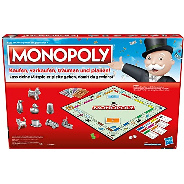 Monopoly Spiel, Familien-Brettspiel für 2 bis 6 Spieler, ab 8 Jahren für Kinder, mit 8 Spielfiguren (Figuren können variieren), ab 8 Jahren – Bild 7