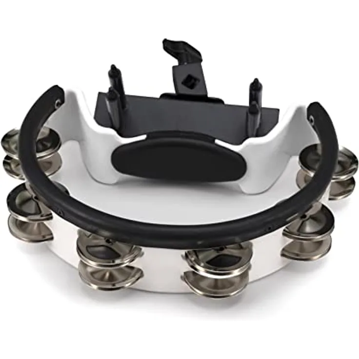 Pearl PTM-10SHX Quickmount Tamburin – Weiß – Stahlschellen – Gummirand – Halbmondform – Halterung inklusive