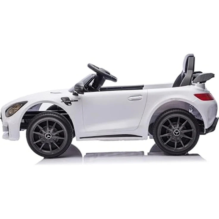 FINOOS Mercedes GTR AMG Elektroauto für Kinder, 12V, mit Fernbedienung, 2 + 1 Geschwindigkeitsstufen, LED, Musik, Bluetooth, weiß – Bild 2