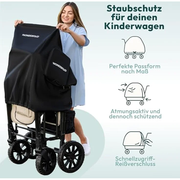 WonderFold W2 Serie Staubschutz, perfekt sitzender Kinderwagen Bezug aus 100% Polyester, langlebig und einfach zu bedienen – Bild 5