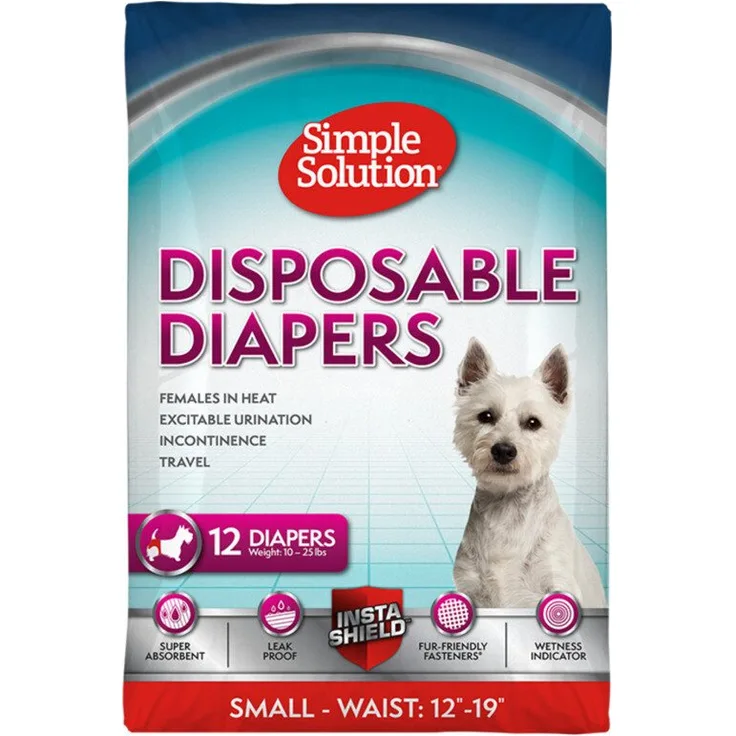Simple Solution Hundewindel Einwegwindeln für Hündinnen, absorbierende und auslaufsichere Passform, 12 Stück