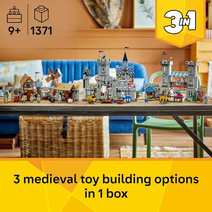 LEGO Creator 3-in-1 Ritterburg im Mittelalter, Bauset mit 6 Minifiguren und 2 Pferden, umwandelbar in Turnierplatz oder Stadt, Geschenk für Kinder ab 9 Jahren 31168 – Bild 5