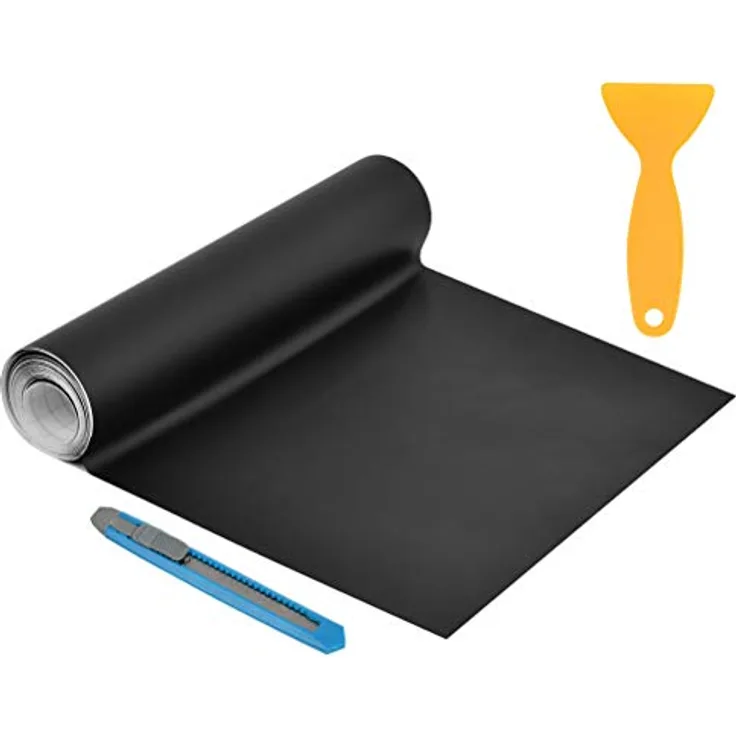 NAAutofolie Vinyl Folie mit Kunststoffschabern, 300cm Vinyl Selbstklebend Matte Schwarz Vinyl-Autofolie Autoaufkleber, Blasenfrei Lackschutzfolien für Auto und Motorrad DIY Laptops (Schwarz)