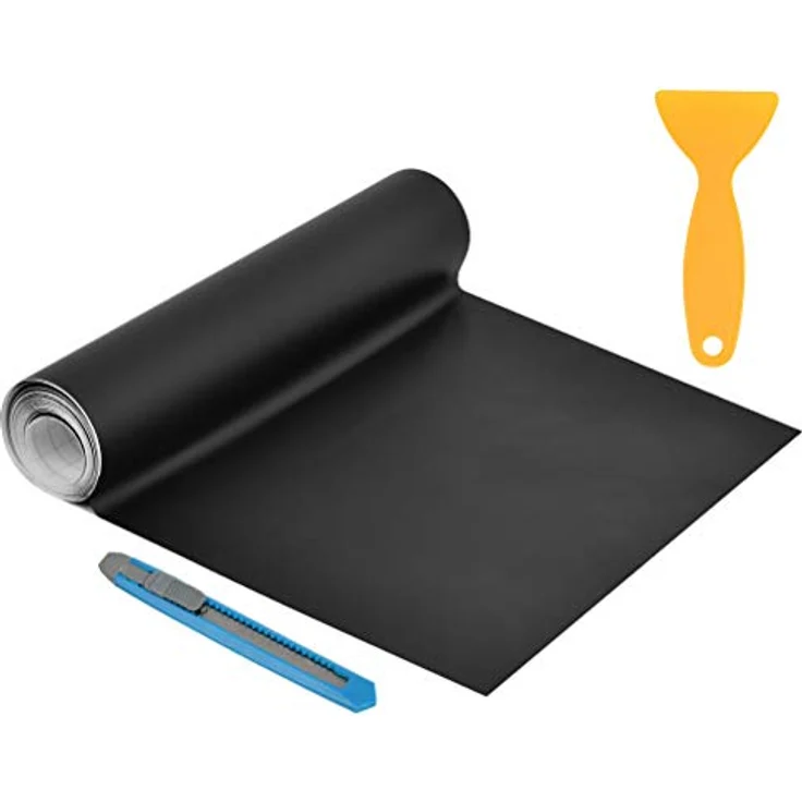 NAAutofolie Vinyl Folie mit Kunststoffschabern, 300cm Vinyl Selbstklebend Matte Schwarz Vinyl-Autofolie Autoaufkleber, Blasenfrei Lackschutzfolien für Auto und Motorrad DIY Laptops (Schwarz) – Bild 1