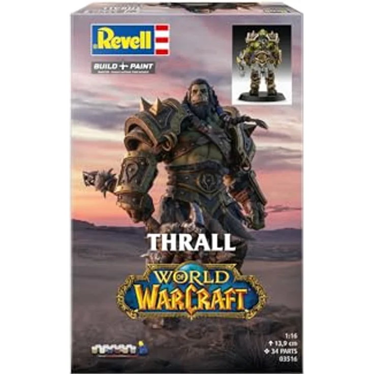 Revell Modellbau Geschenkset World of Warcraft Thrall, detailreiche Sammelfigur mit „Schicksalshammer“, inkl. Farben, Kleber und Pinsel – Bild 2