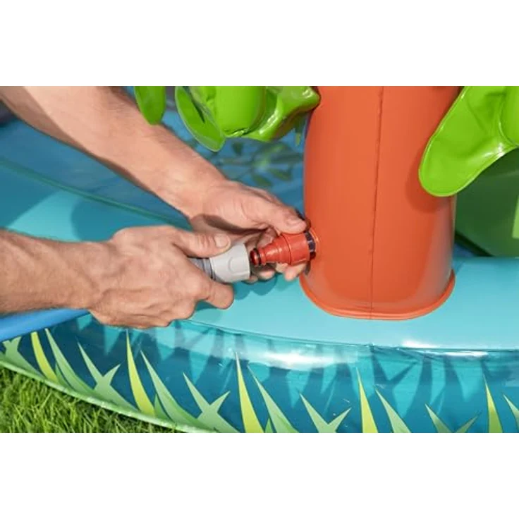 Bestway Wasserspielcenter Krokodil, 224 x 181 x 72 cm, mit Wasserrutsche und Sprinkler, PVC, bis 45 kg, 210 Liter – Bild 3