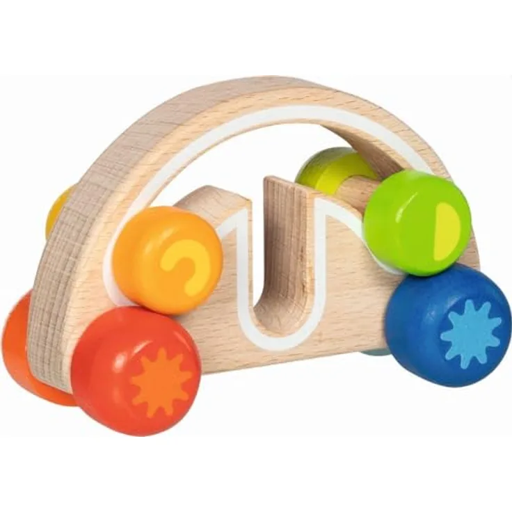 Goki Spielfahrzeug Schiebe-Auto - Twirly-wirly, Greiffahrzeug aus hochwertigem Holz, bunt