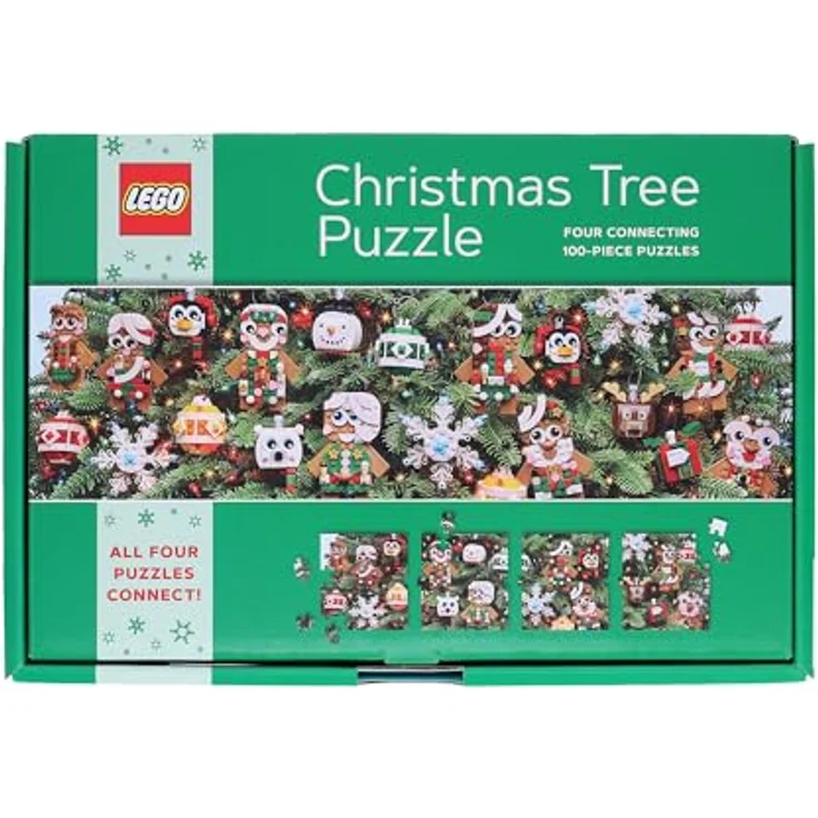 Chronicle Books Lego Christmas Tree Puzzle, Set aus vier verbindbaren 100-Teilen Puzzles für ab 12 Jahren – Bild 5
