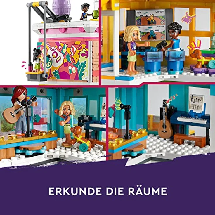 LEGO 41748 Friends Heartlake City Gemeinschaftszentrum, modular Building mit Kunst- und Aufnahmestudios, Spiel-Zimmer mit 6 Mini-Puppen inklusive Pickle der Hund, Spielzeug für Kinder – Bild 5