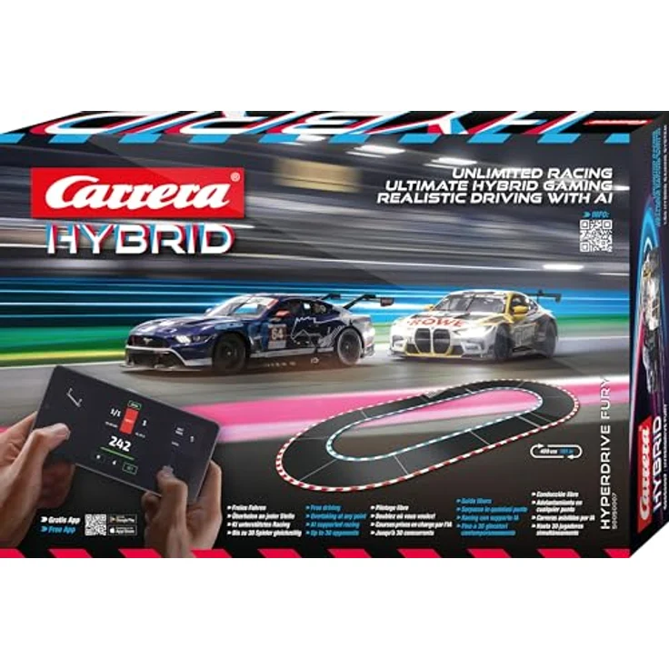 Carrera Hybrid HyperDrive Fury, Rennbahn mit App-Steuerung und realistischer Slot-Car-Technologie im Maßstab 1:50, bis zu 30 Fahrer gleichzeitig – Bild 1