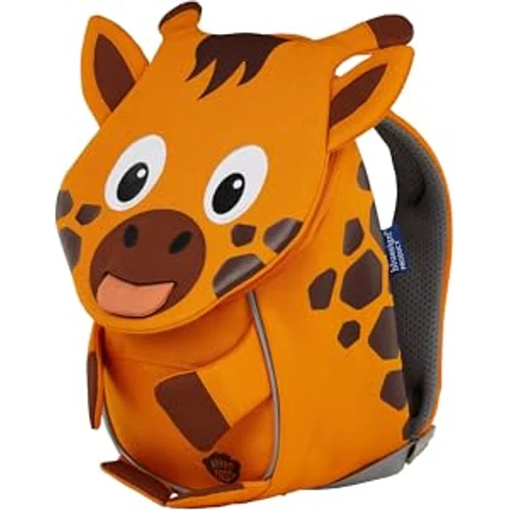 Affenzahn Kleiner Freund Kindergarten-Rucksack, ergonomisch, reflektierend, Ziehzunge mit Namensschild, Giraffe, orange, für 1-3 Jährige – Bild 2