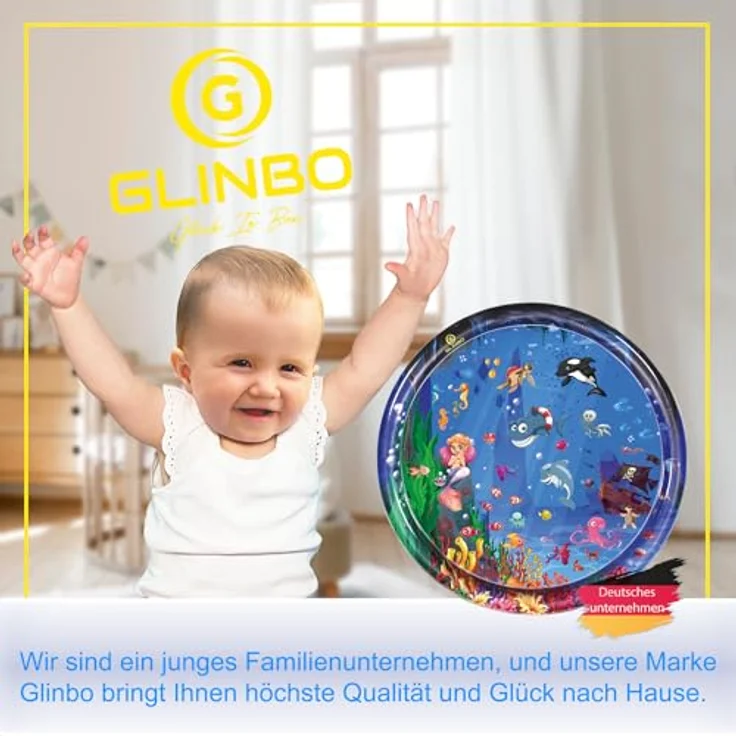 Glinbo XXL Wassermatte Baby, Bauchlage Spielzeug BPA-frei, 100 cm, fördert motorische und sensorische Entwicklung – Bild 5
