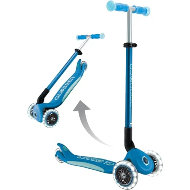 Globber Elite Glow Lights, 3-rädriger Scooter für Kinder 3-9 Jahre, höhenverstellbar, Glow-in-the-Dark, klappbar, bis 50 kg – Bild 2