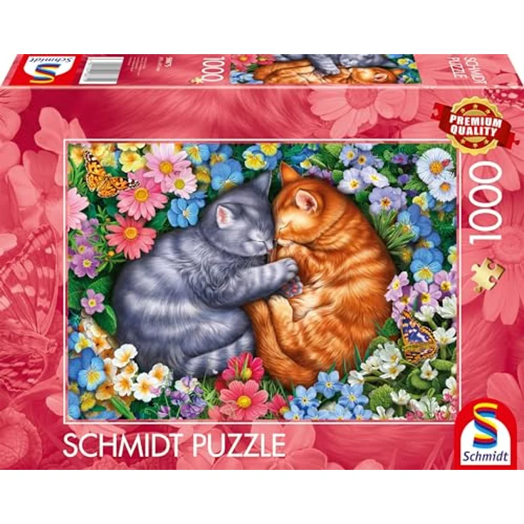 Schmidt Spiele 58875 Schlafende Samtpfoten, 1000 Teile Puzzle, spiegelfrei mit Leinenstruktur, Maße 69,3 x 49,3 cm, für ab 12 Jahren – Bild 4
