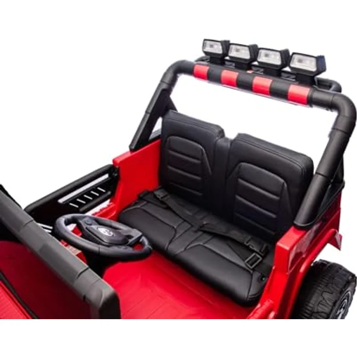 Beneo Elektrisches Kinderauto Toyota FJ Cruiser XXL, Zweisitzer mit 4x4 Antrieb, rot, Tragbare Lithiumbatterie, Hinterradfederung, 2,4 GHz Fernbedienung, MP3-Player mit Bluetooth, LED-Lichter – Bild 7