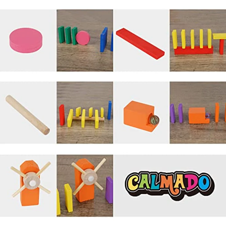 calmado - Domino Spiel 1000 teilig Dominosteine aus Holz, Spielzeug ab 3 Jahre - Bausätze für Kinder - Domino Giga Edition im Set + Tasche + Anleitung + Accessoires – Bild 4