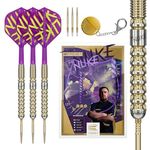 Target Darts Luke Littler Gen 1 Prodigy, 90% Tungsten Steeldarts 23G, Gold mit K-Flex Flights und Shafts, Swiss DX Points-Technologie